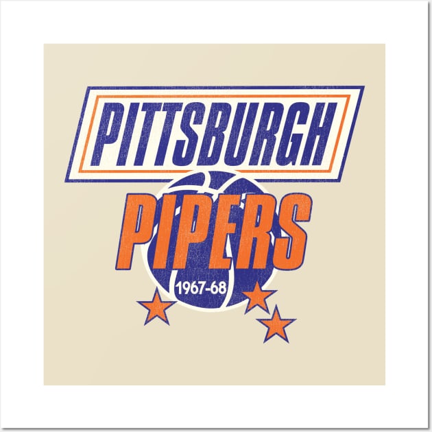 Retro Defunct Pittsburgh Pipers Basketball Wall Art by darklordpug